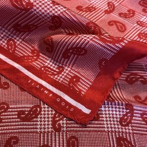 Vintage Silk Paisley Checkered Scarf by Elaine Gold Collection XIIX